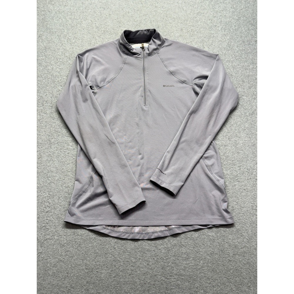 Columbia Omni-Heat Gray Quarter Zip Pullover Base Layer Thumbholes Mens Large